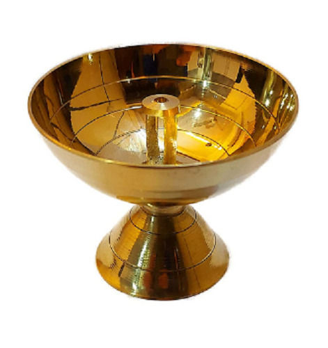 Golden 3 Inch Long Round Polished Brass Oil Lamp