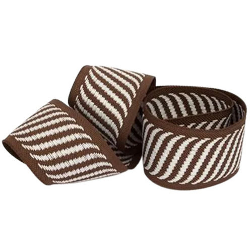 Brown And White 3 Mm Thick 2 Inches Wide Striped Jacquard Elastic Tape For Garments Use