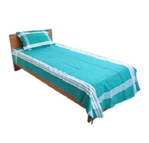 Blue And White 90X60 Inch Plain Cotton Bed Sheet