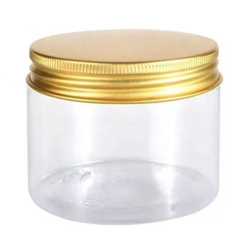 Transparent And Golden Acrylic Plastic Jar With Stainless Steel Screw Cap