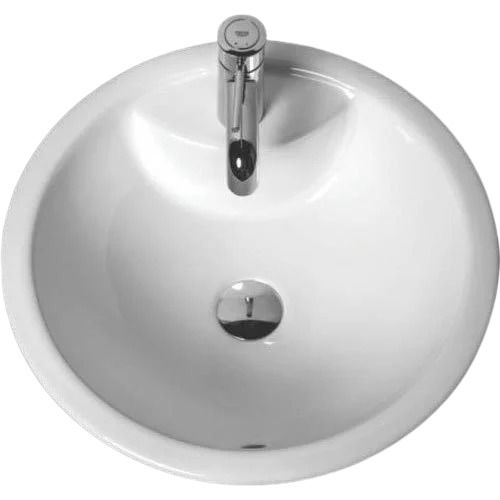 White Attractive Design Plain Smooth Ceramic Glossy Counter Top Round Wash Basin