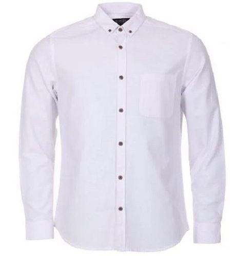 Button Down Collar Full Sleeves Formal Wear Cotton Plain Shirts For Mens Chest Size: 42 Inch