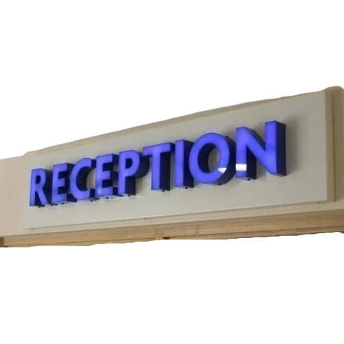 Blue And Gray Rectangular Wall Mounted Electric Acrylic Sign Board For Outdoor Use