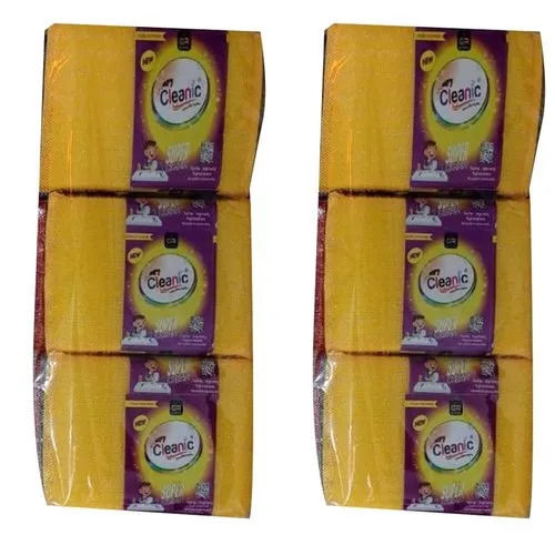 Yellow Soft Anti Bacterial Non Stick Absorbent Long Lasting Handmade Foam Scrub Pads