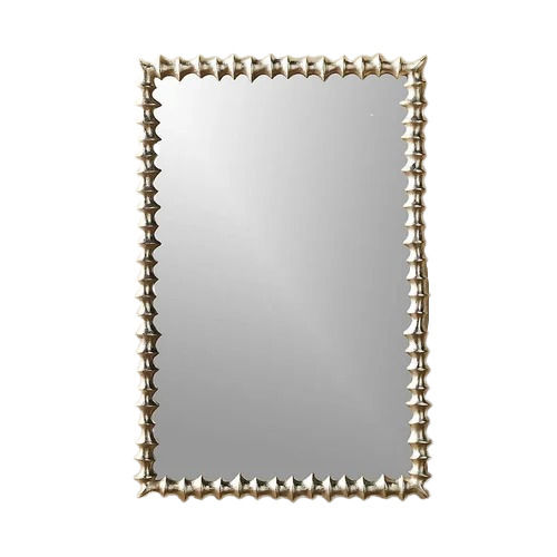 Silver And Grey 15X8 Inches Rectangular Polished Finish Metal Frame Decorative Glass Mirror