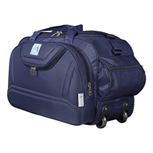 Blue 20X12X16 Inch Waterproof Scratch Resistance Plain Polyester Duffle Bag With Two Wheels