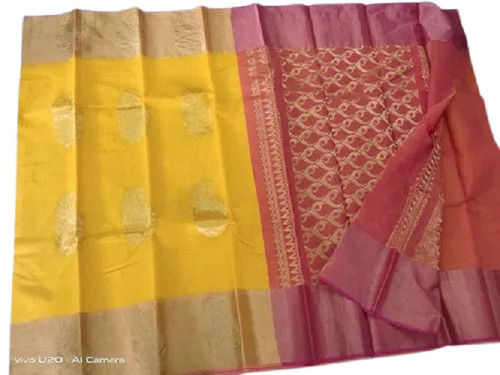 Multicolor Banarasi Style Printed Skin-Friendly Light Weight Shiny Texture Cotton And Silk Blend Saree