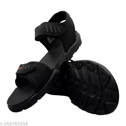 Black Comfortable Daily Wear Non Slip Low Heal Solid Eva Sandal 