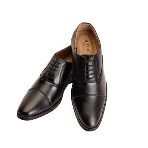 Black Comfortable Medium Heal Pointed Plain Pu Leather Shoes