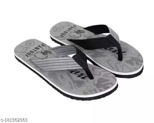 Gray Non Slip Synthetic Rubber Flip Flops Slippers For Mens 