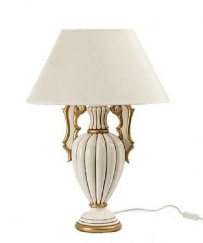 Cream Color 14X20X29 Inch Round Plain Electrical Table Lamp For Home