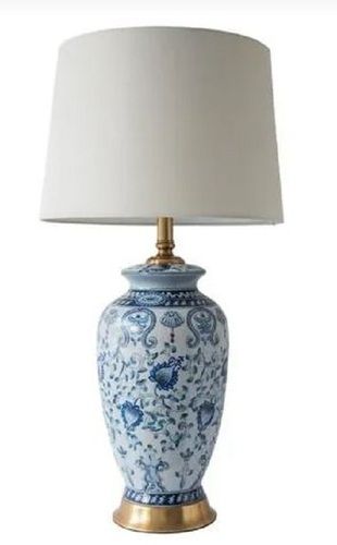 Blue And White 20X15X41.5 Cm Round Ceramic Polished Modern Decorative Table Lamps