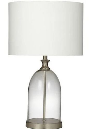 White 30 Inch Round Plain Modern Table Mounted Glass Lamp