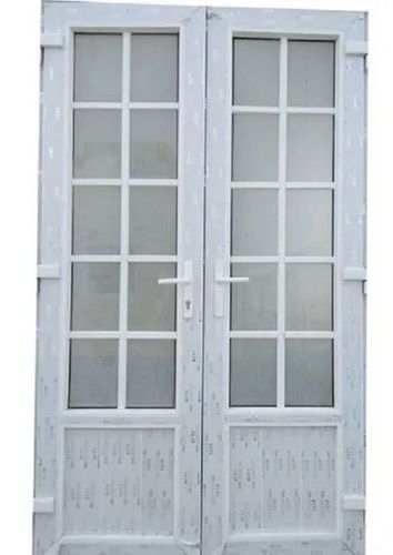 Silver 7 Feet Rectangular Plain Polished Upvc French Doors