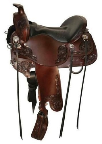 Horse Saddle - Leather, Xl Size, Brown Color | Durable, Comfortable, Attractive Design, Western Style, Polished Finish, Weatherproof