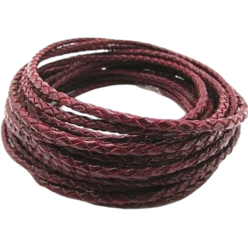 Maroon 4Mm Thick 14Mm Wide Water Resistance Synthetic Leather Braided Cord