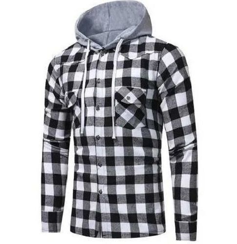 Multi Color Checked Pattern Full Sleeves Cotton Men's Hoodie