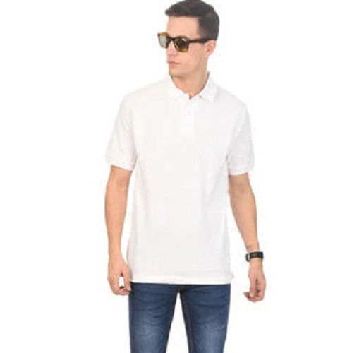 Plain Casual Wear Short Sleeves Collared T Shirts For Men 
