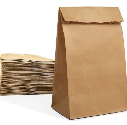 Brown Premium Quality And Lightweight Plain Kraft Paper Food Packaging Bag