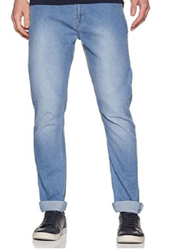 Regular Fit Plain Dyed Denim Jeans For Men