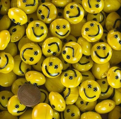 Yellow 10 Mm Handmade Round Polished Finish Fancy Glass Beads For Garments Use