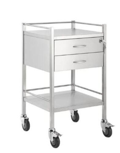 3.5x1.5x3.5 Foot Polish Finish Two Drawer Stainless Steel Trolley