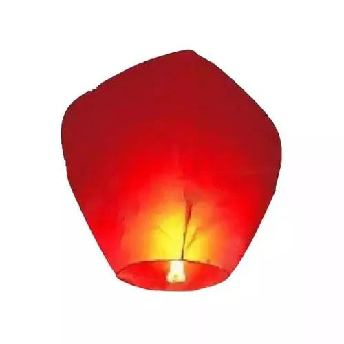 Red 30X30X2.5 Cm Bamboo Frame Rice Paper Sky Lantern