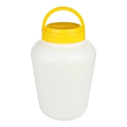 White And Yellow 5 Liter Capacity Plain High Density Poly Ethylene Jar For Packaging Use 