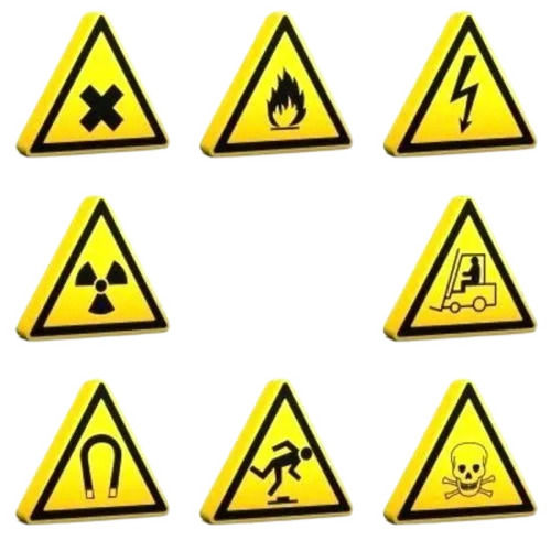 Yellow And Black 5 Mm Thick Triangle Printed Steel Safety Sign For Outdoor Use