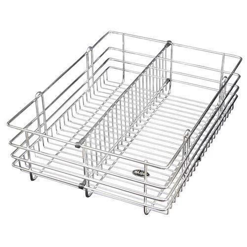 Silver 2.5X1.8 Feet Polished Finished Rectangular Stainless Steel Partition Basket