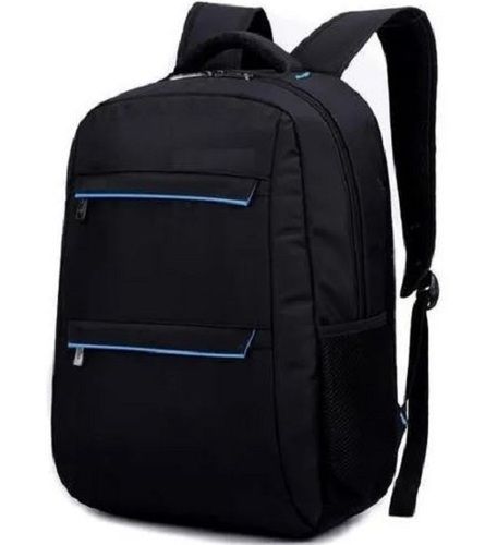 Black 20 Liter Capacity Plain Polyester Shoulder Length Handle Laptop Backpack