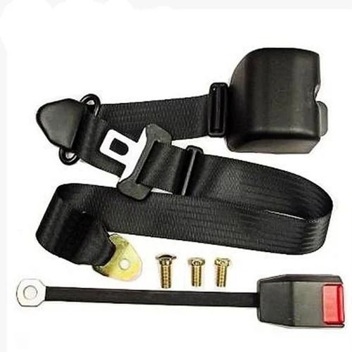 Black 33X1.5 Inches Adjustable Polyester Seat Belt For Safety Purpose