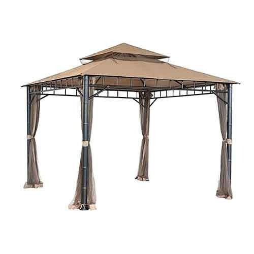 Grey 8X8X13 Foot Square Polished Finished Cast Iron Garden Gazebo