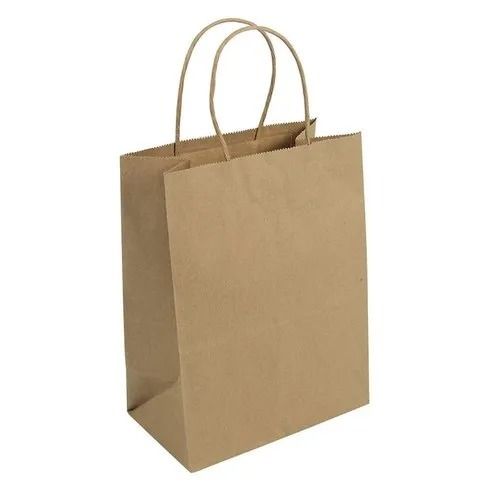Biodegradable Flexiloop Handle Kraft Plain Paper Bag For Shopping Use 