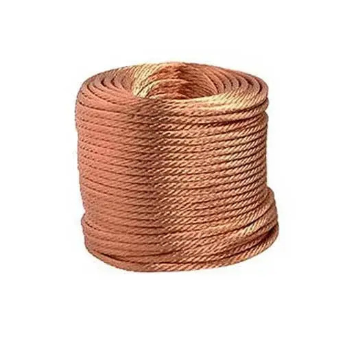 Braided Copper Wires - 10 Meter Length, 5mm Thickness & Width | Reddish Brown, Polished Finish, Hardness 58 HRC, Galvanized Surface Treatment