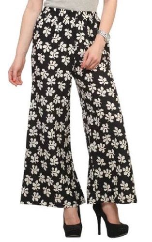 Black Casual Wear Cotton Printed Palazzo For Ladies