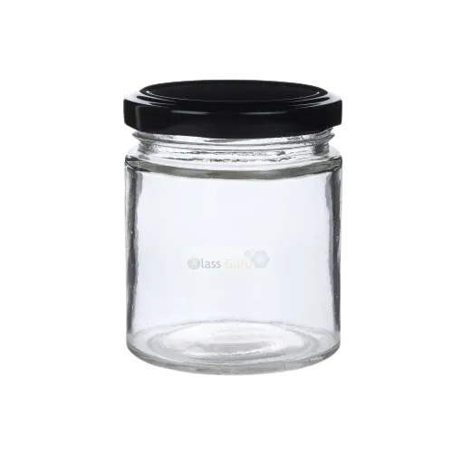 Glass Storage Jar - 200 ml, Durable Glass Material, Round Shape, Transparent Color, Glossy Surface Finish, Weighs 140 Grams
