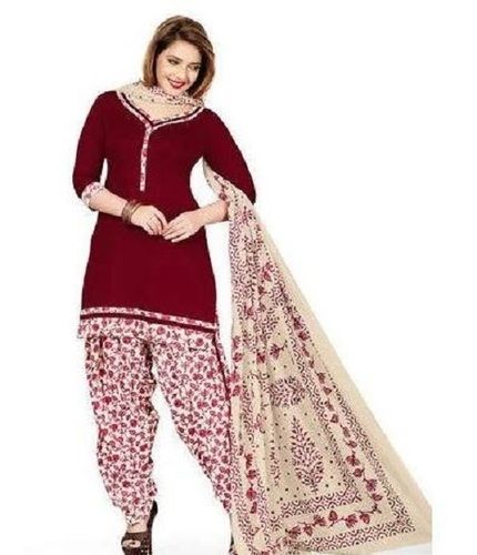 3 By 4 Sleeve Cotton Printed Casual Wear Ladies Salwar Suit