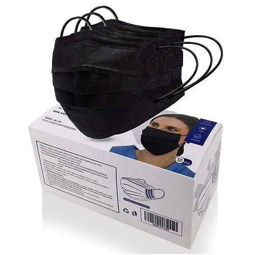 4 Ply Black Disposable Face Mask, 50pc
