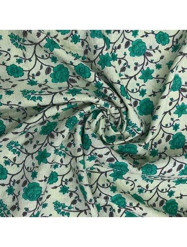 42 Inches Width Sea Green Cotton Fabric With Floral Print Density: 60X60 1/1 Gram Per Cubic Centimeter(G/Cm3)