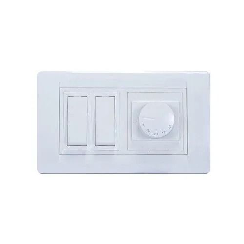 White 9X6 Inch 240 Volt 10 Ampere Rectangular Plastic Modular Switch 