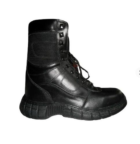 Black Leather Combat Boot