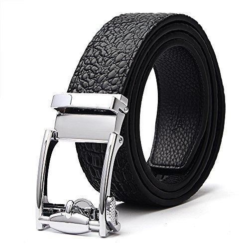 Mens Leather Designer Belt - PU Leather, 45 Inch | Steel Buckle, Adjustable Length, Sleek Modern Design, High-Quality Stitching, Versatile for All Occasions