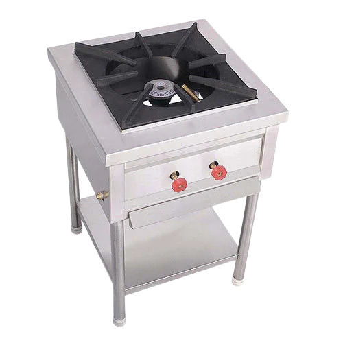 Silver Stainless Steel Body Manual Single Burner Cooking Range For Hotels Use