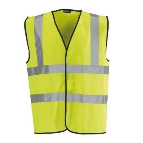 Unisex V-neck Plain Polyester Safety Jacket For Industrial Use