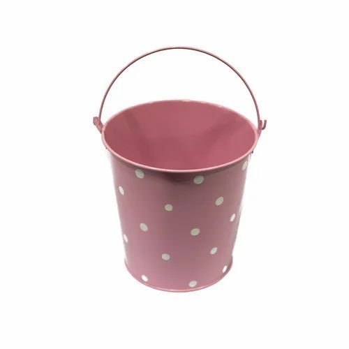 0.45mm Thick Rust Proof Paint Coated Mild Steel Flower Bucket With Handle