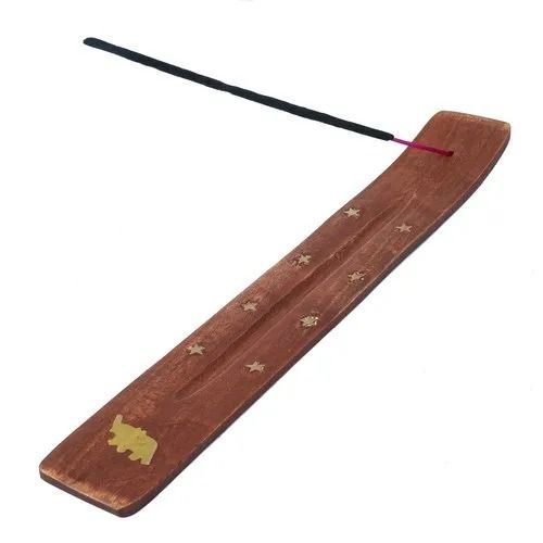 Brown 11 Inches Natural Solid Wooden Bamboo Incense Stick Holder