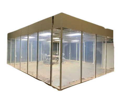 औद्योगिक उपयोग के लिए 4 mm मोटा ग्लॉसी फ़िनिश ग्लास और स्टेनलेस स्टील बॉडी पोर्टेबल क्लीन रूम