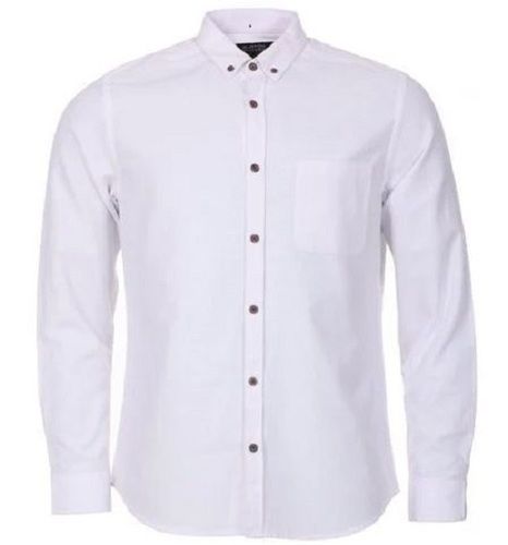 Full Sleeves Cotton Plain Mens White Shirt Chest Size: 45 Inch