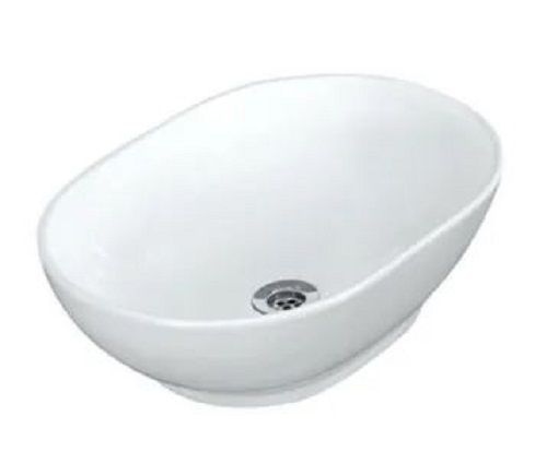 White One Piece Round Plain Ceramic Polished Table Top Wash Basin 